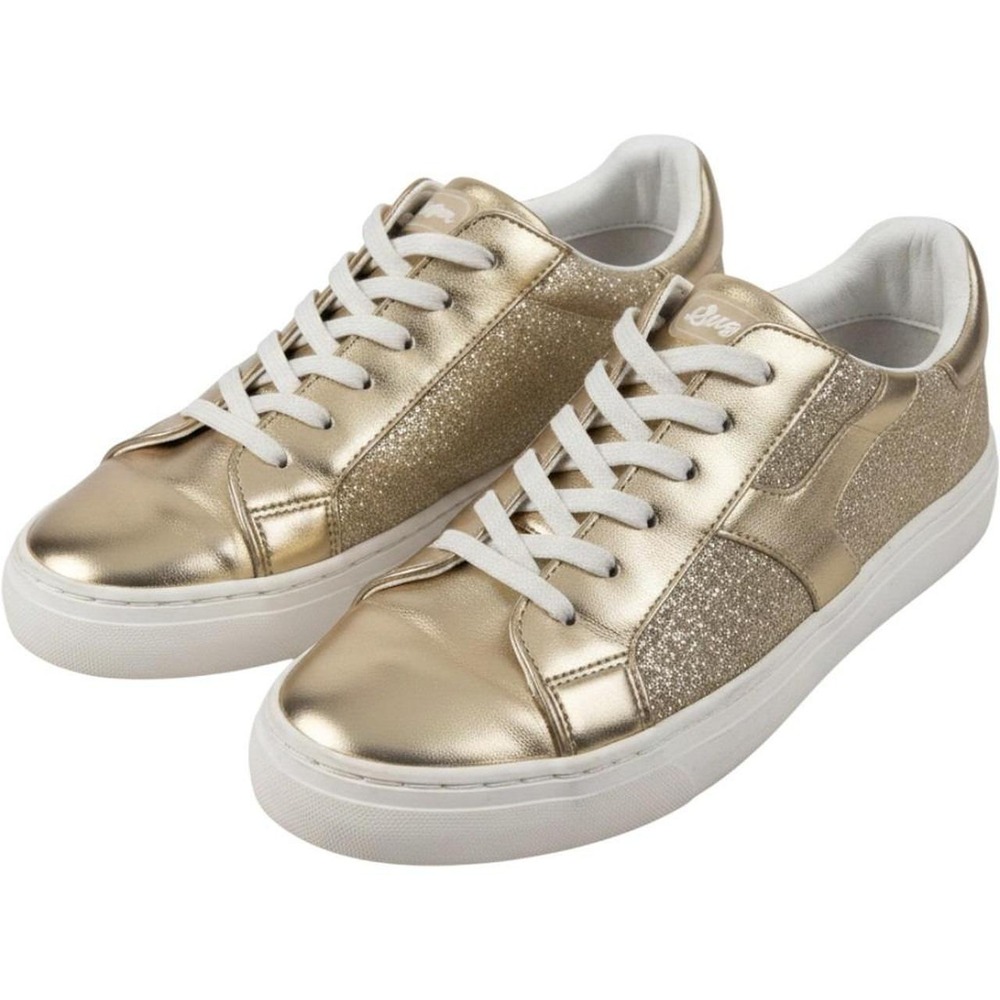 Sugar Womens Gold Glitter Metallic Low Top Lace Up Sneakers Size 8.5